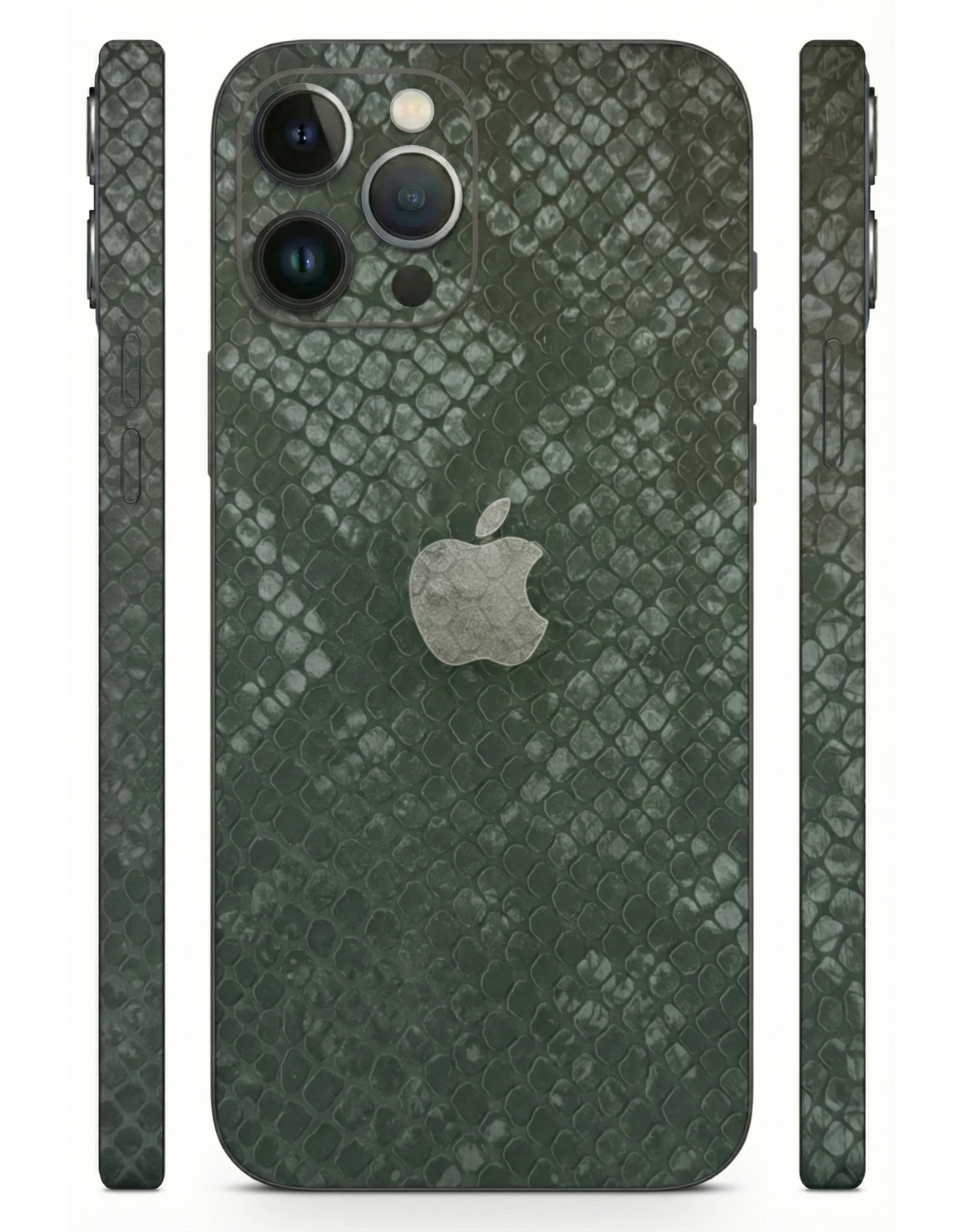 Apple_Logo_Dark_Green_Snake_Texture_Leather_Mobile_Skin