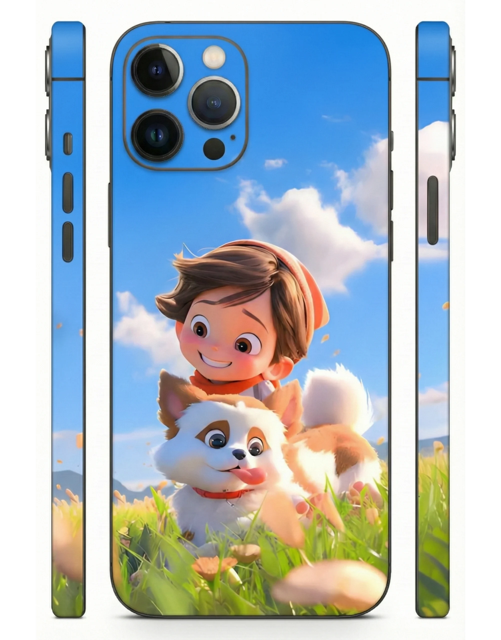 Cute_Boy_With_Puppy_Matte_Mobile_Skin