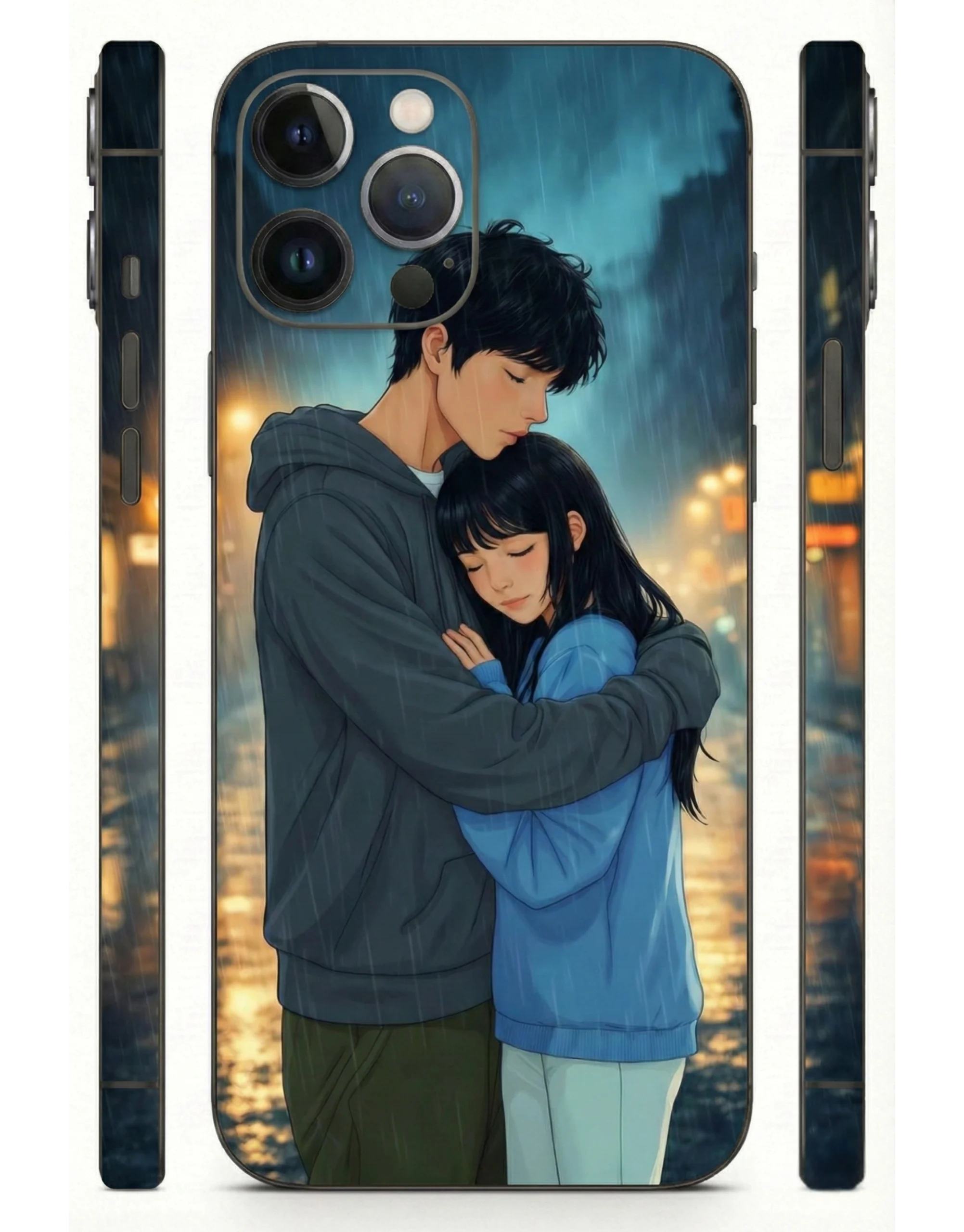 Rainy Couple Embrace Classic Mobile Skin